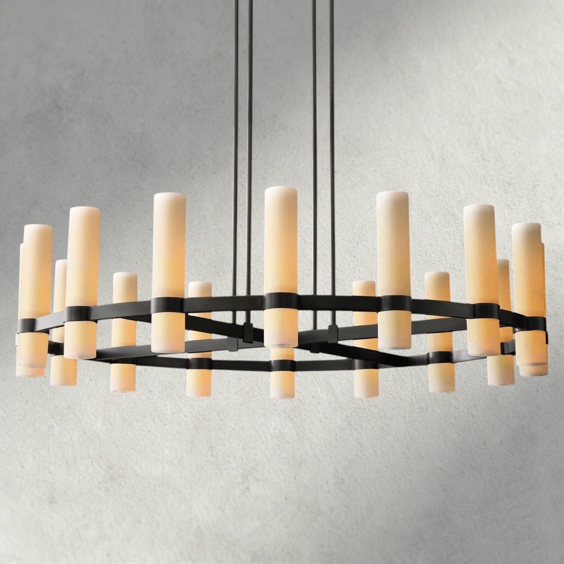 Ravay Round Milk Glass Chandelier 36", 48", 60" - GILDLAMPS