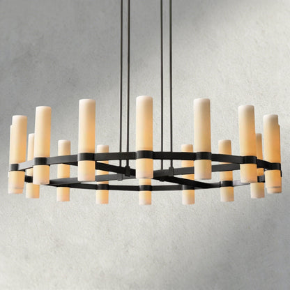 Ravay Round Milk Glass Chandelier 36", 48", 60" - GILDLAMPS