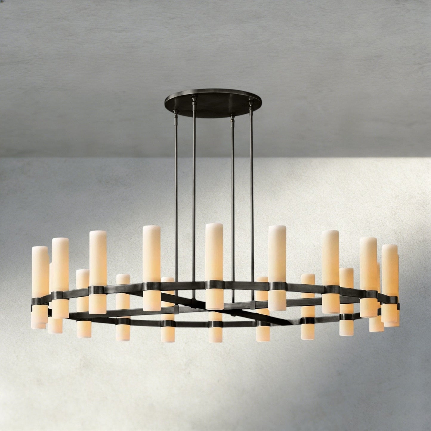 Ravay Round Milk Glass Chandelier 36", 48", 60" - GILDLAMPS