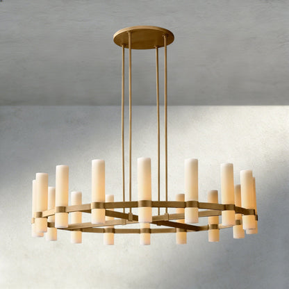 Ravay Round Milk Glass Chandelier 36", 48", 60" - GILDLAMPS