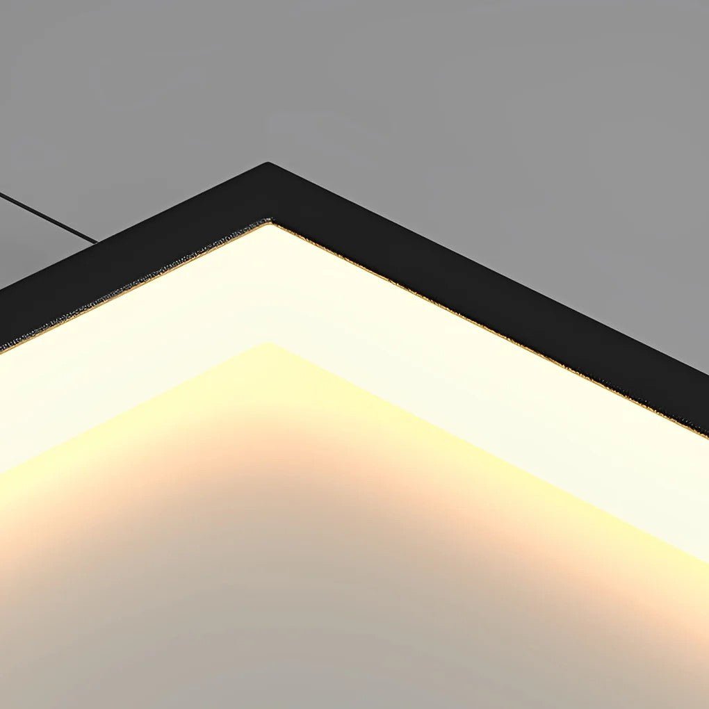 Rectangular Frame Aluminum LED Black Nordic Duplex Stair Chandelier - GILDLAMPS