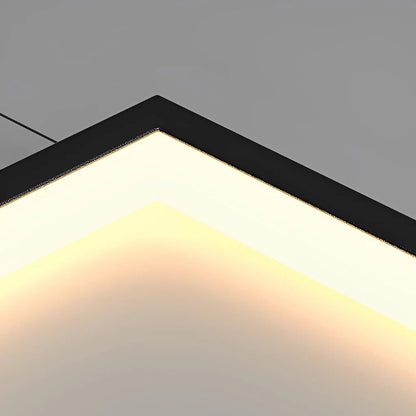 Rectangular Frame Aluminum LED Black Nordic Duplex Stair Chandelier - GILDLAMPS