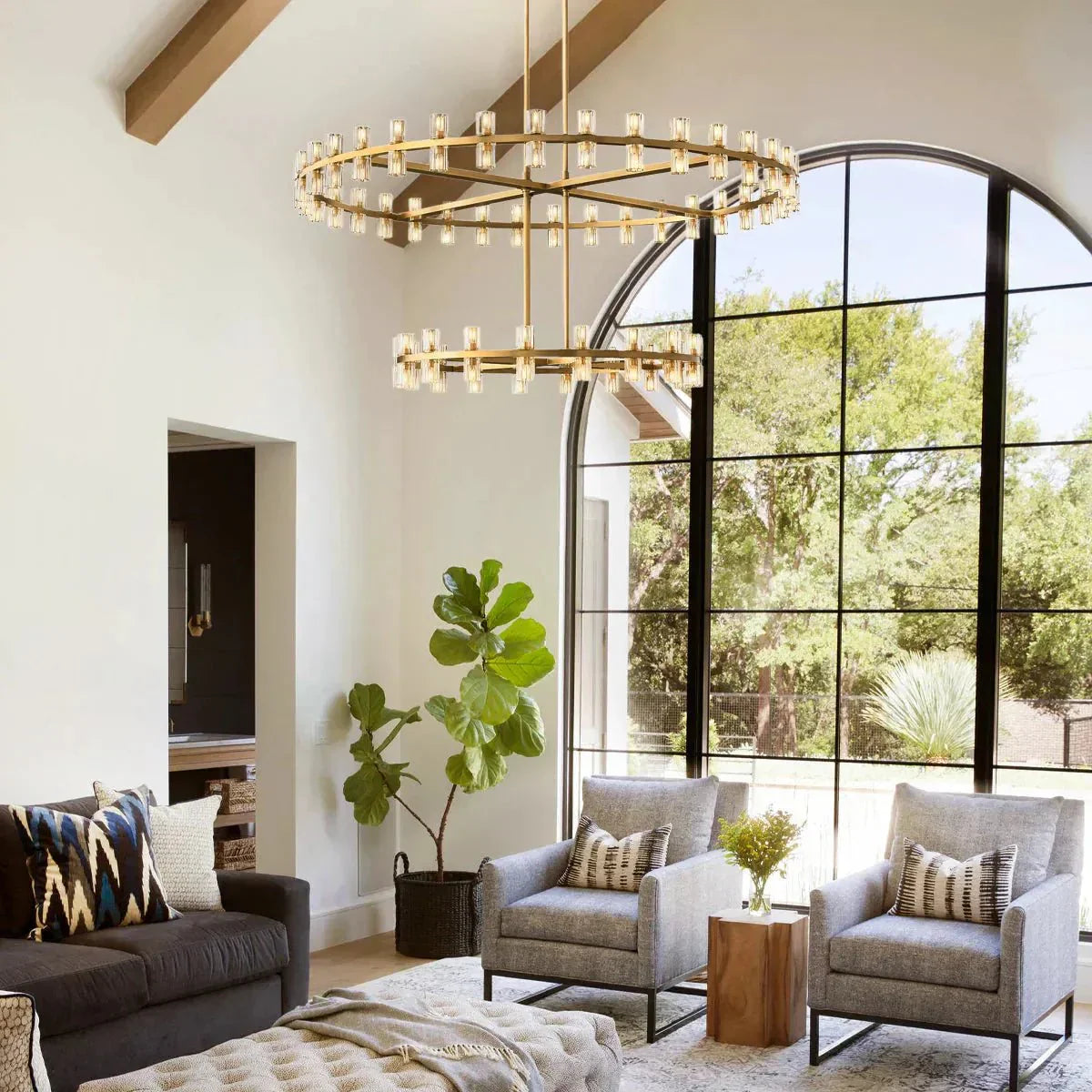 Reger Crystal 2-Tier Round Chandelier 60" for Living Room