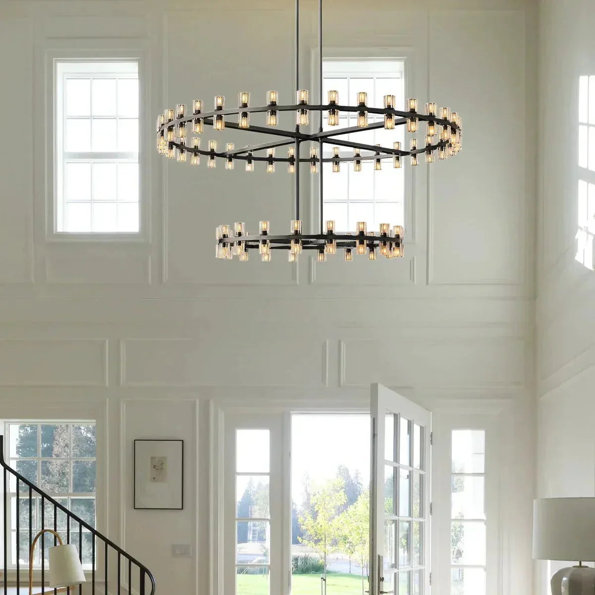 Reger Crystal 2-Tier Round Chandelier 60" for Living Room