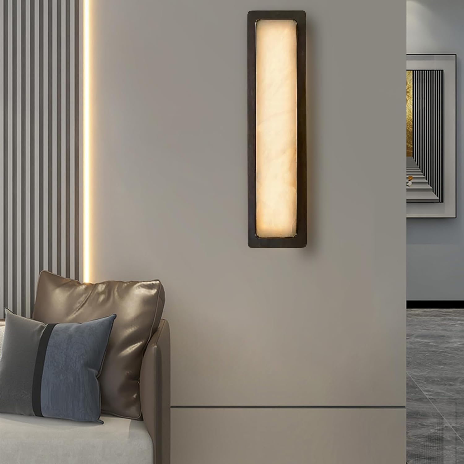 Retangular Alabaster Wall Sconce for All Rooms 20''H - GILDLAMPS