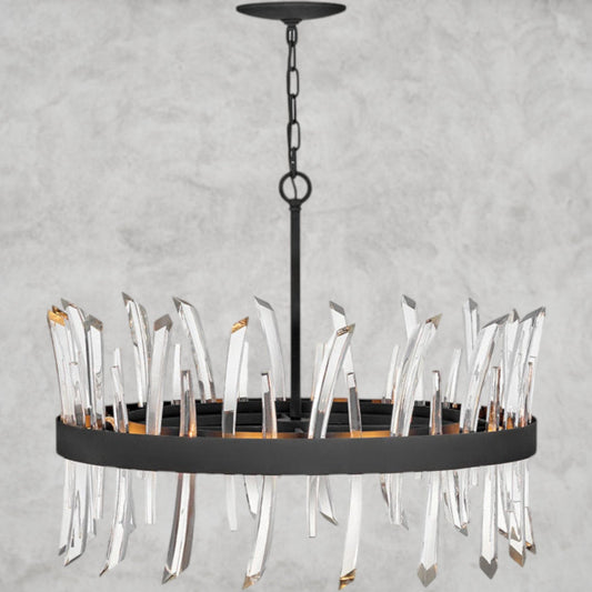 Revel 8 - Light Unique Wagon Wheel Chandelier with Crystal Accents - GILDLAMPS