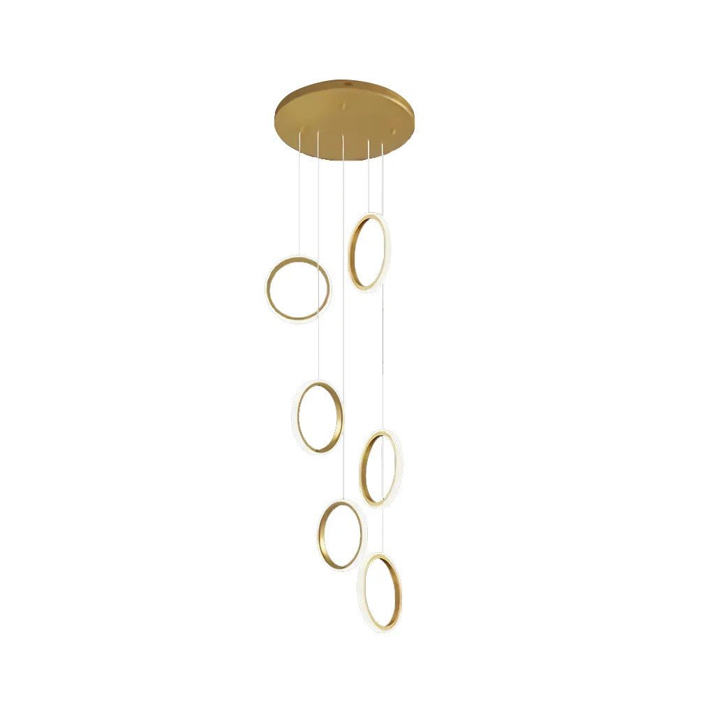Ring Staircase Chandelier Light Gold LED Ceiling Light - GILDLAMPS