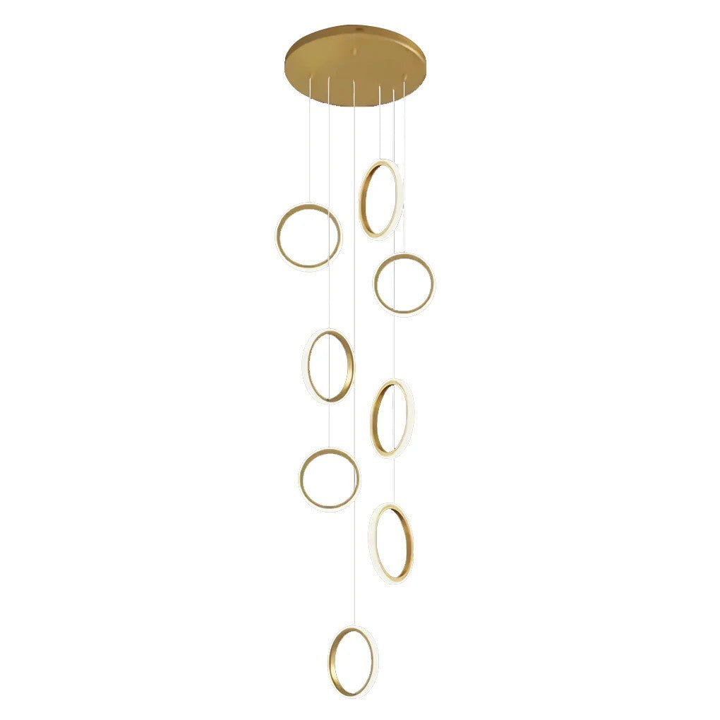 Ring Staircase Chandelier Light Gold LED Ceiling Light - GILDLAMPS