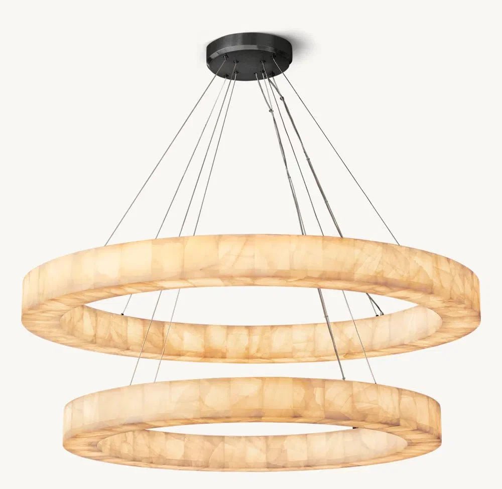 Rivaga 2-Tier Round Calcite Chandelier 60" - GILDLAMPS
