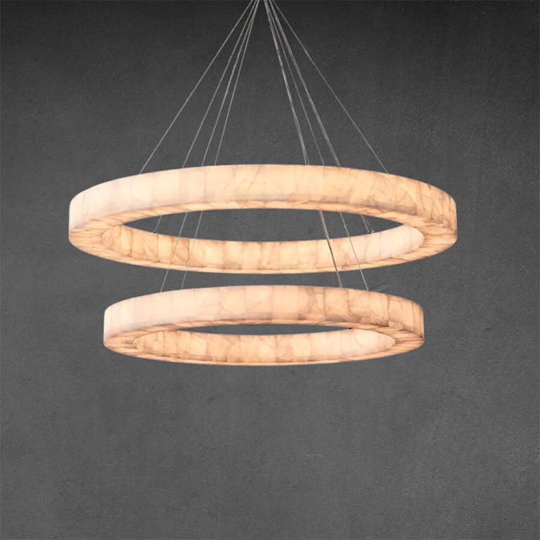 Rivaga 2-Tier Round Calcite Chandelier 60" - GILDLAMPS