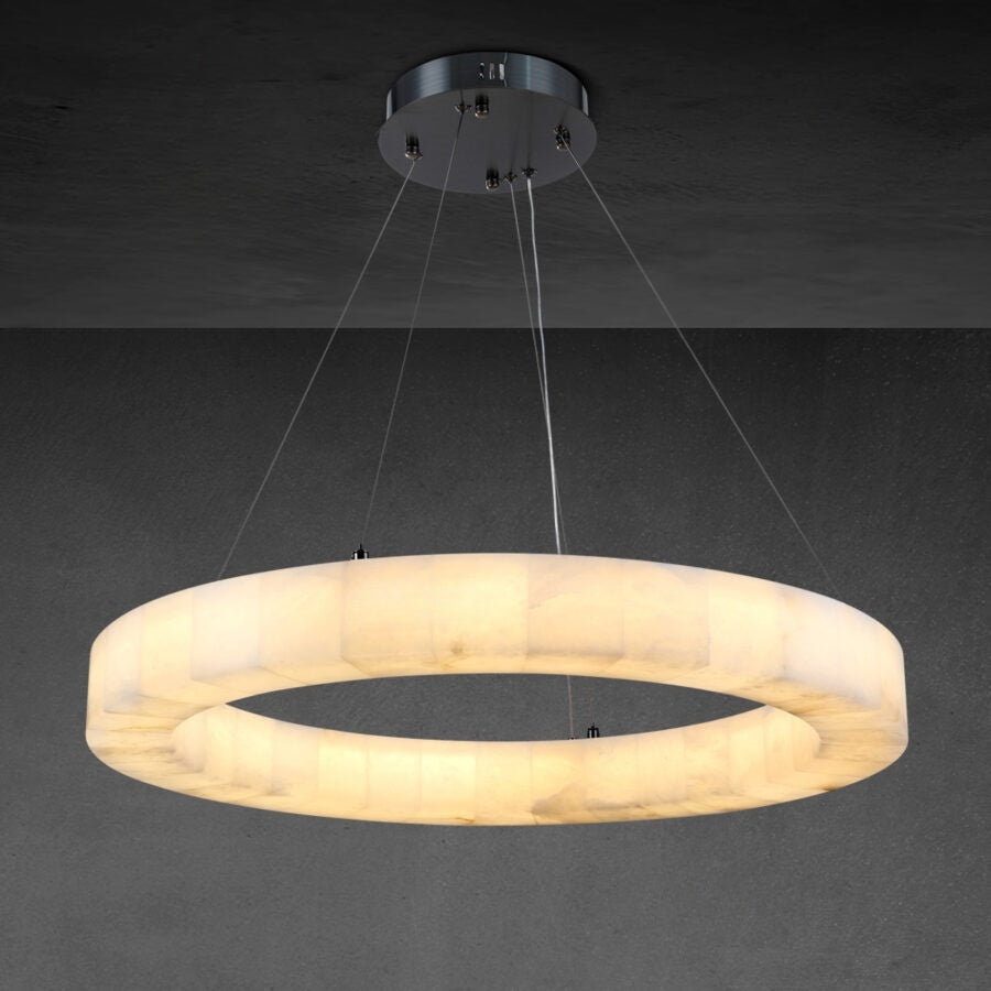Rivaga Calcite Round Chandelier 31"40"60" - GILDLAMPS