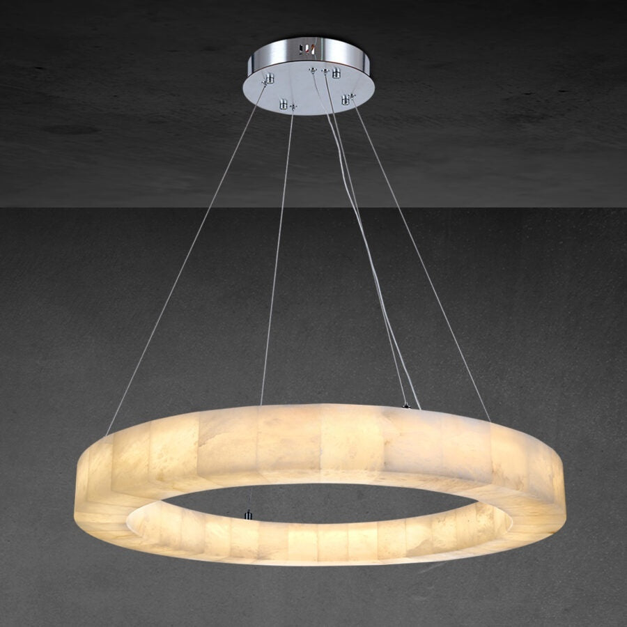 Rivaga Calcite Round Chandelier 31"40"60" - GILDLAMPS