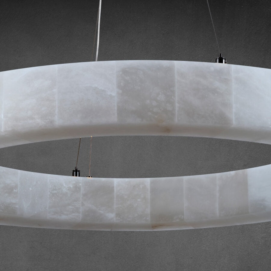 Rivaga Calcite Round Chandelier 31"40"60" - GILDLAMPS