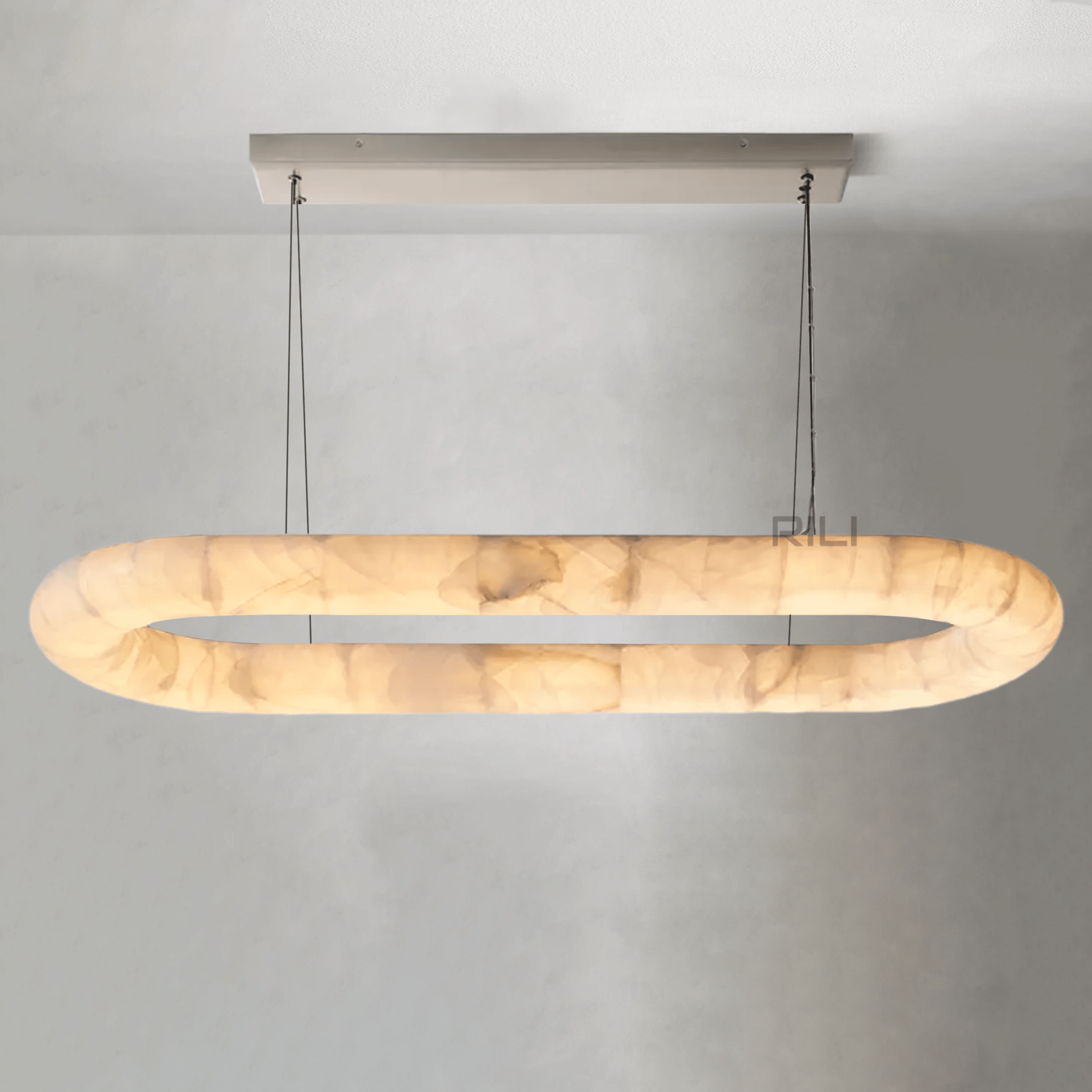 Rivaga Lisse Alabaster Oval Chandelier 57" 74" - GILDLAMPS