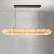 Rivaga Lisse Alabaster Oval Chandelier 57" 74" - GILDLAMPS