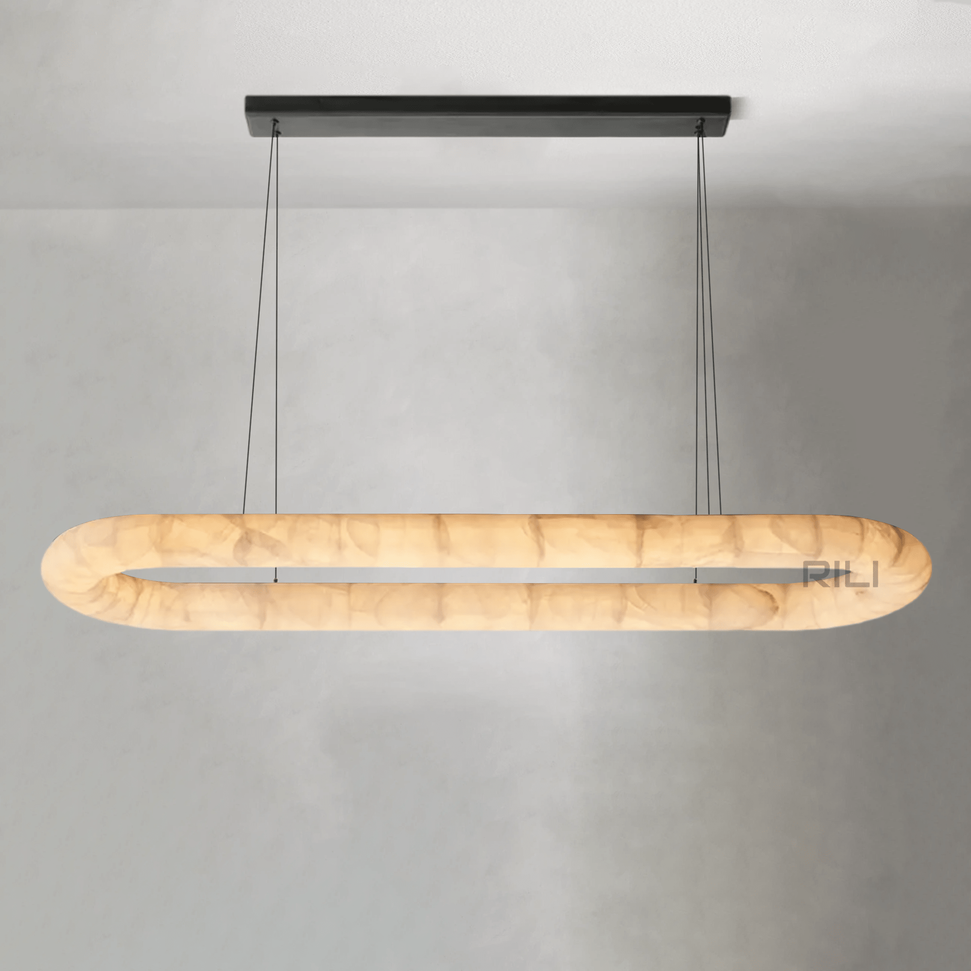 Rivaga Lisse Alabaster Oval Chandelier 57" 74" - GILDLAMPS