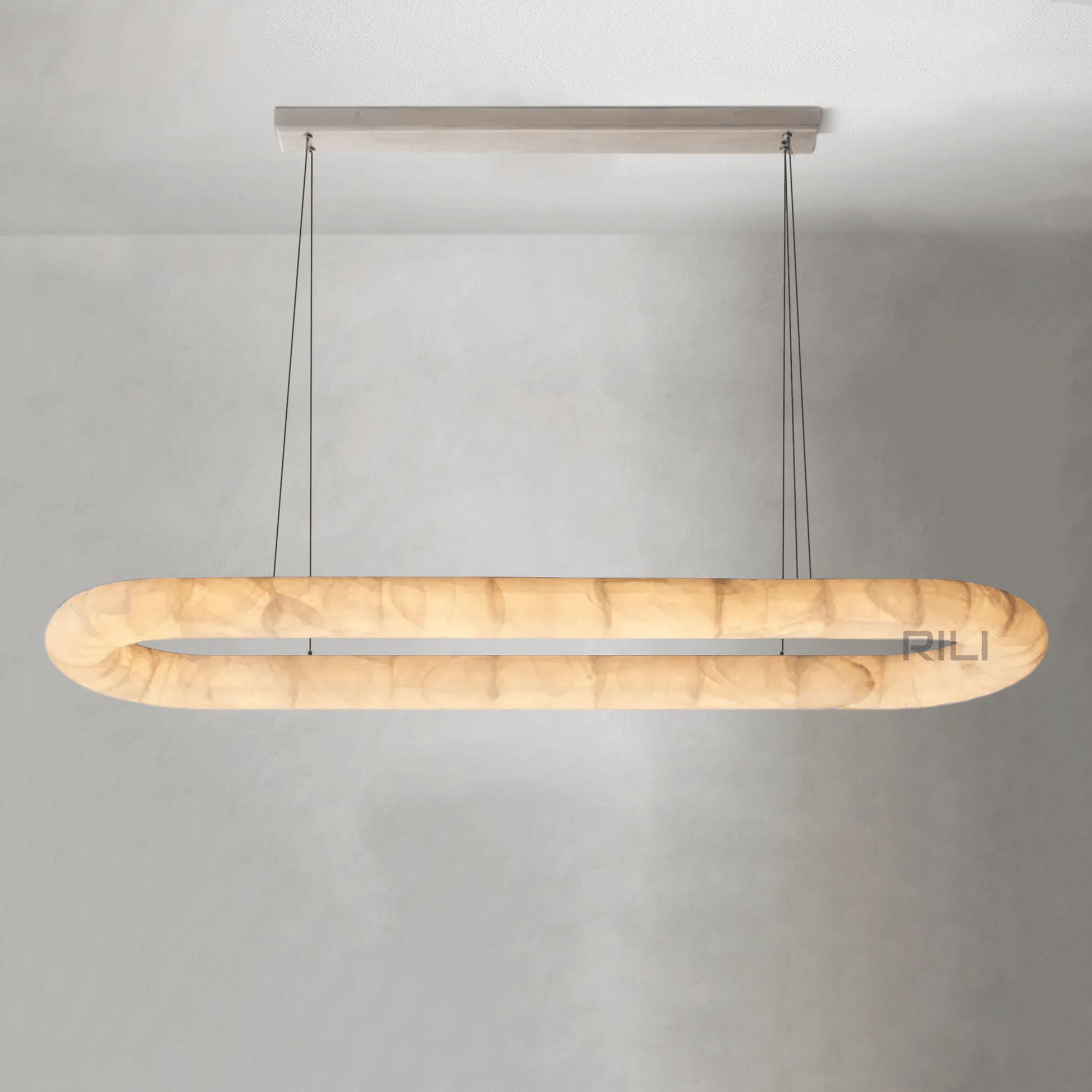 Rivaga Lisse Alabaster Oval Chandelier 57" 74" - GILDLAMPS