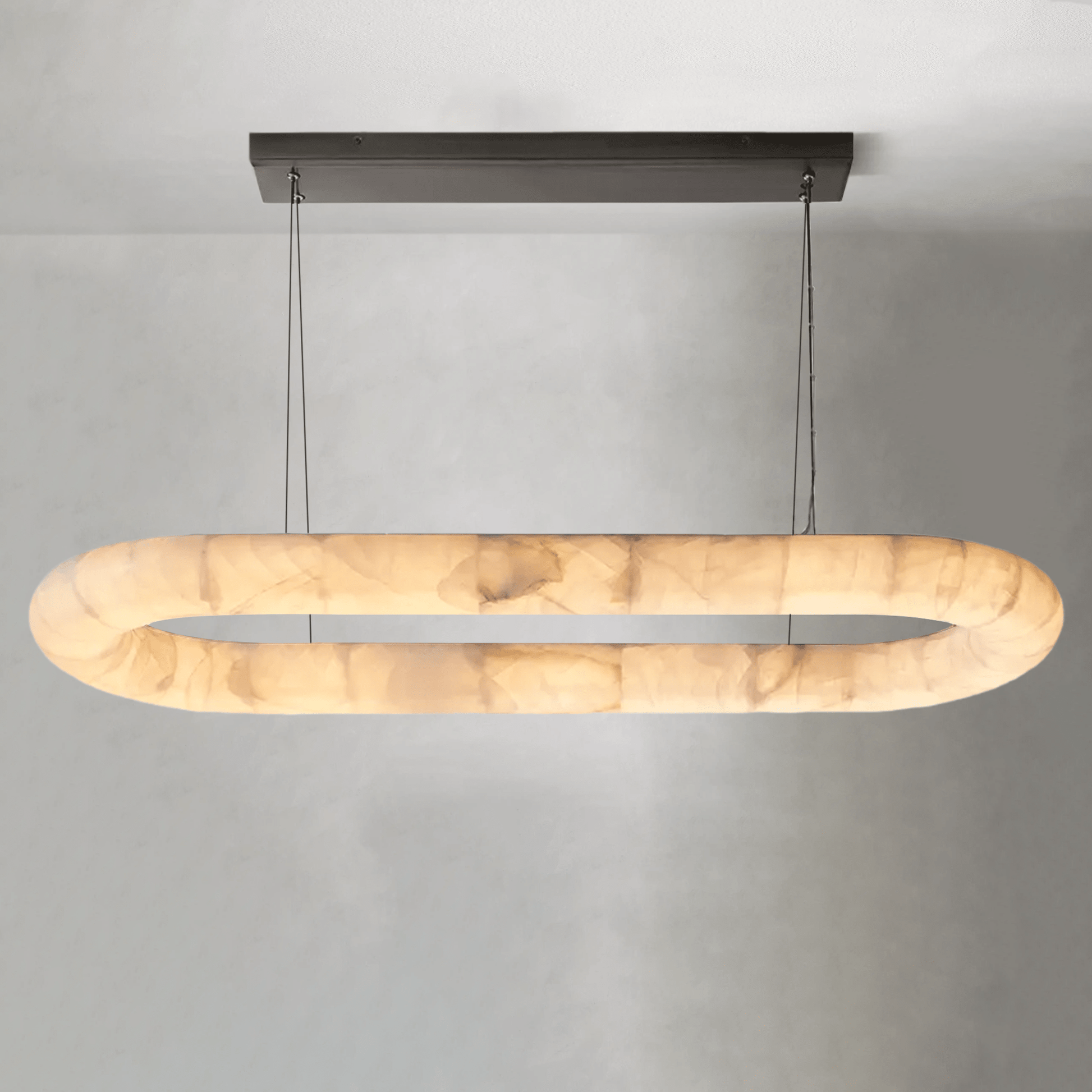 Rivaga Lisse Alabaster Oval Chandelier 57" 74" - GILDLAMPS