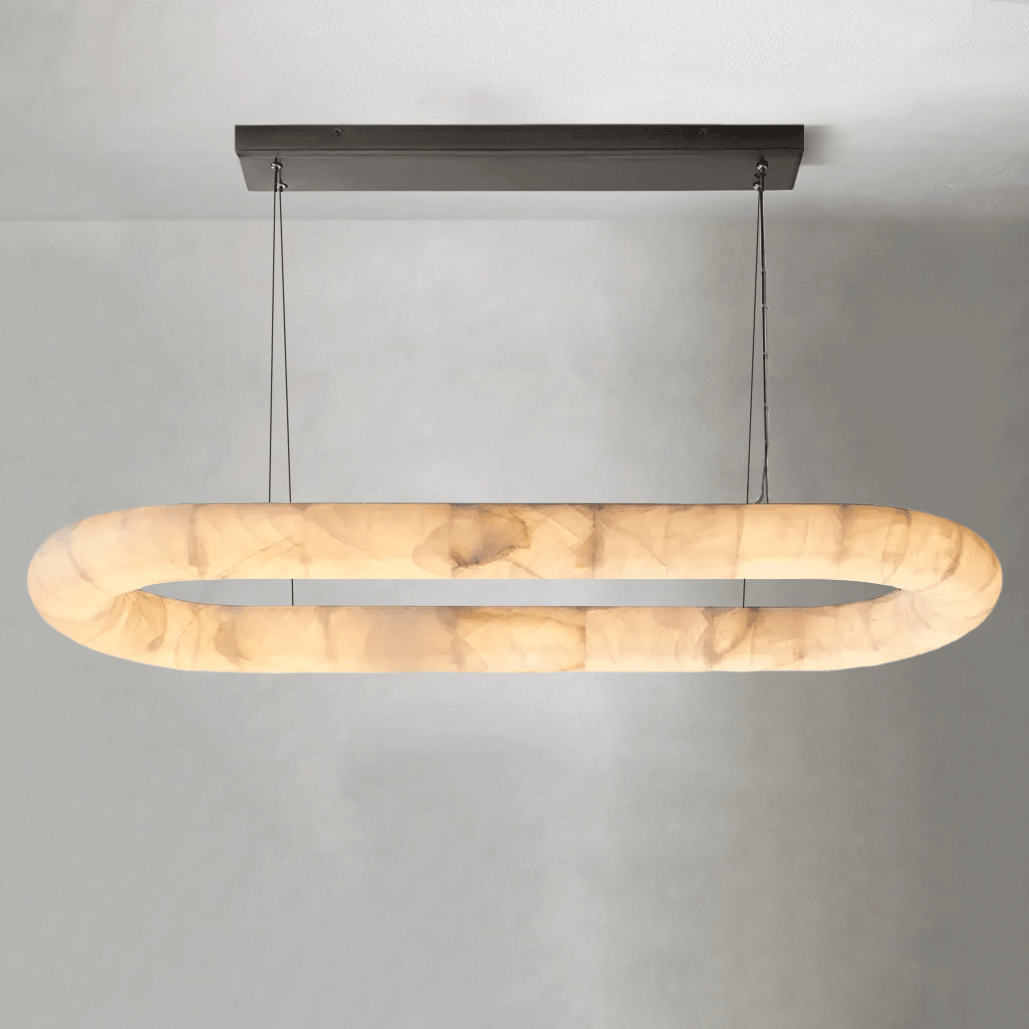 Rivaga Lisse Alabaster Oval Chandelier 57" 74" - GILDLAMPS
