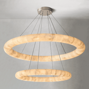 Rivaga Lisse Alabaster Two-Tiered Round Chandelier 61" - GILDLAMPS