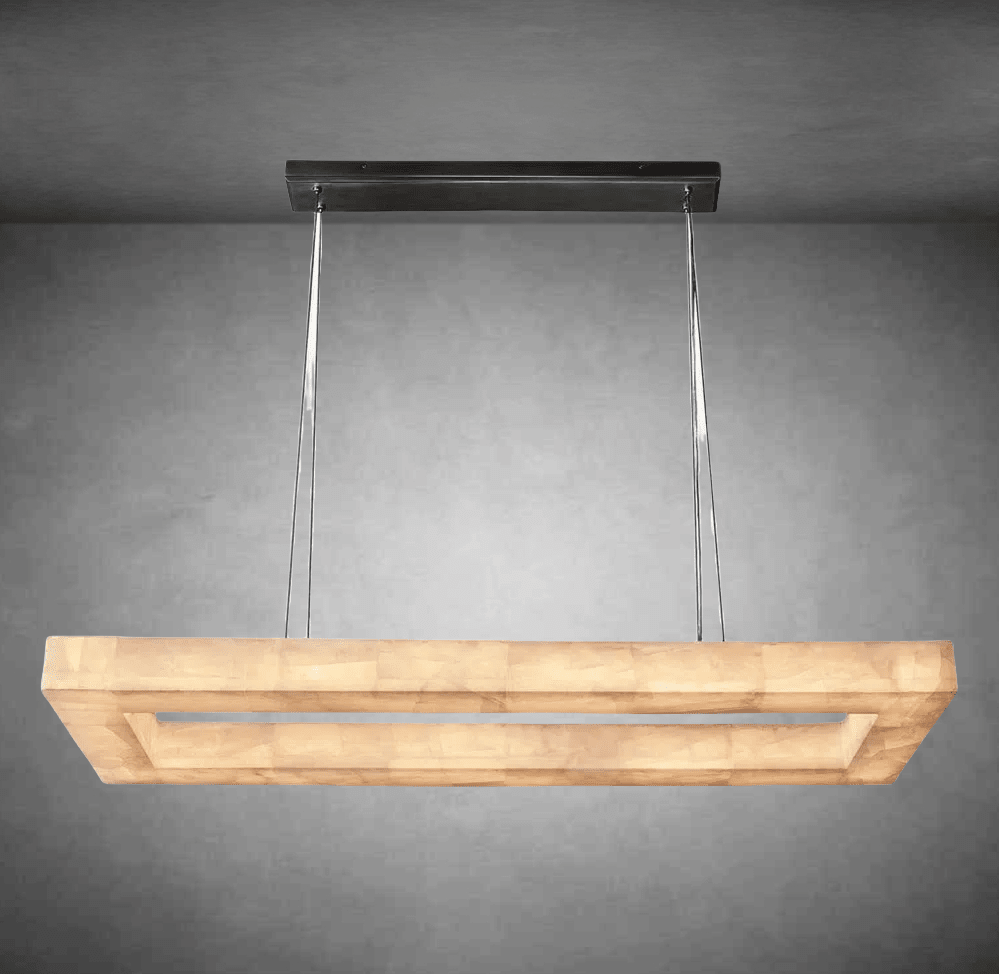 Rivaga Rectangular Calcite Chandelier 54"72'' - GILDLAMPS