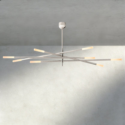 Roasi 8 - Light Mobile Etched Rod Chandelier 65", 80" - GILDLAMPS