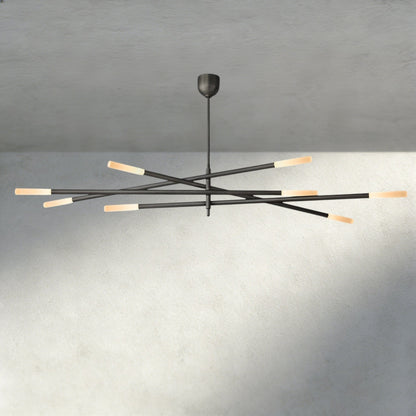 Roasi 8 - Light Mobile Etched Rod Chandelier 65", 80" - GILDLAMPS