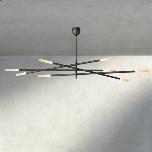 Roasi 8 - Light Mobile Etched Rod Chandelier 65", 80" - GILDLAMPS