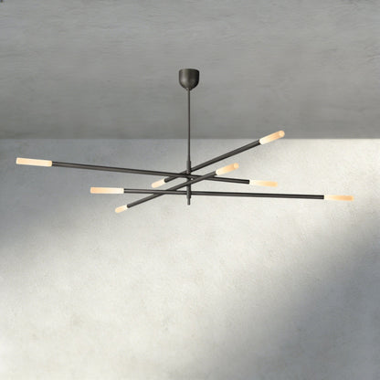 Roasi 8 - Light Mobile Etched Rod Chandelier 65", 80" - GILDLAMPS