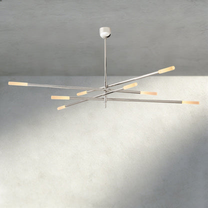 Roasi 8 - Light Mobile Etched Rod Chandelier 65", 80" - GILDLAMPS