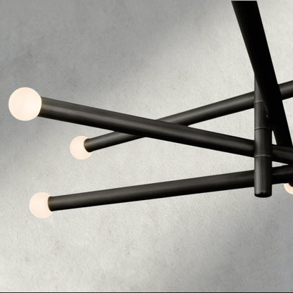 Roasi 8 - Light Mobile Etched Rod Chandelier 65", 80" - GILDLAMPS