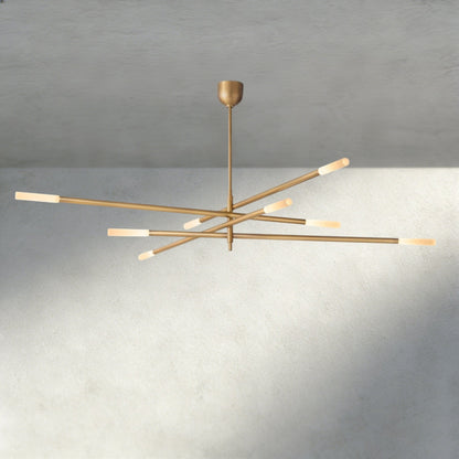 Roasi 8 - Light Mobile Etched Rod Chandelier 65", 80" - GILDLAMPS