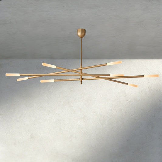 Roasi 8 - Light Mobile Etched Rod Chandelier 65", 80" - GILDLAMPS
