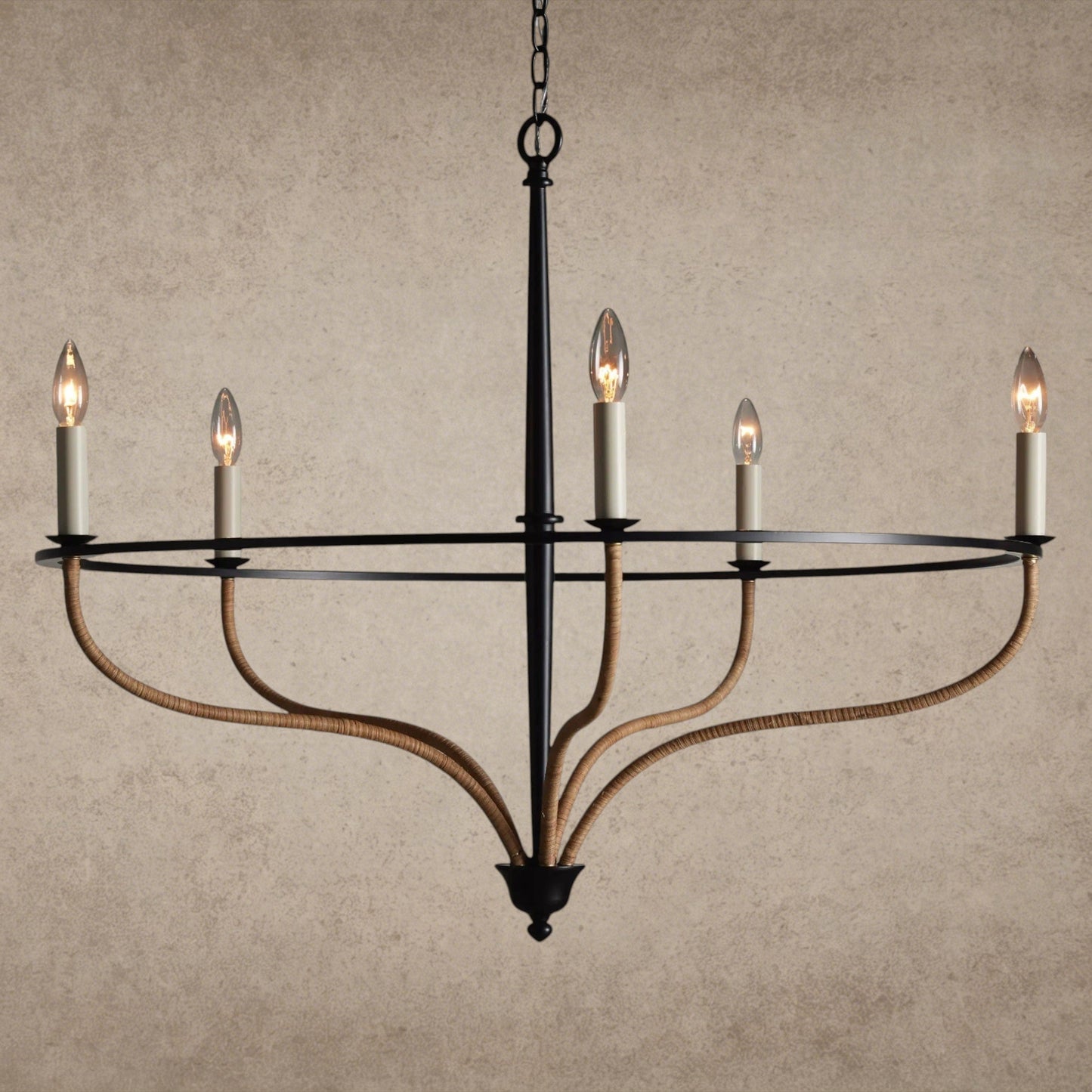 Rosalind Rattan Chandelier in Black