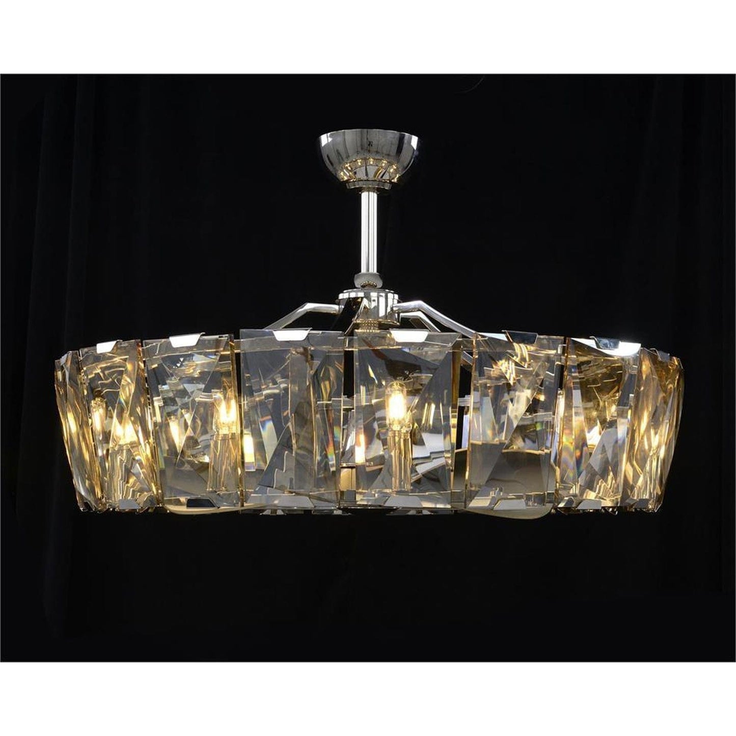 Round crystal ten-light chandelier 37 inch