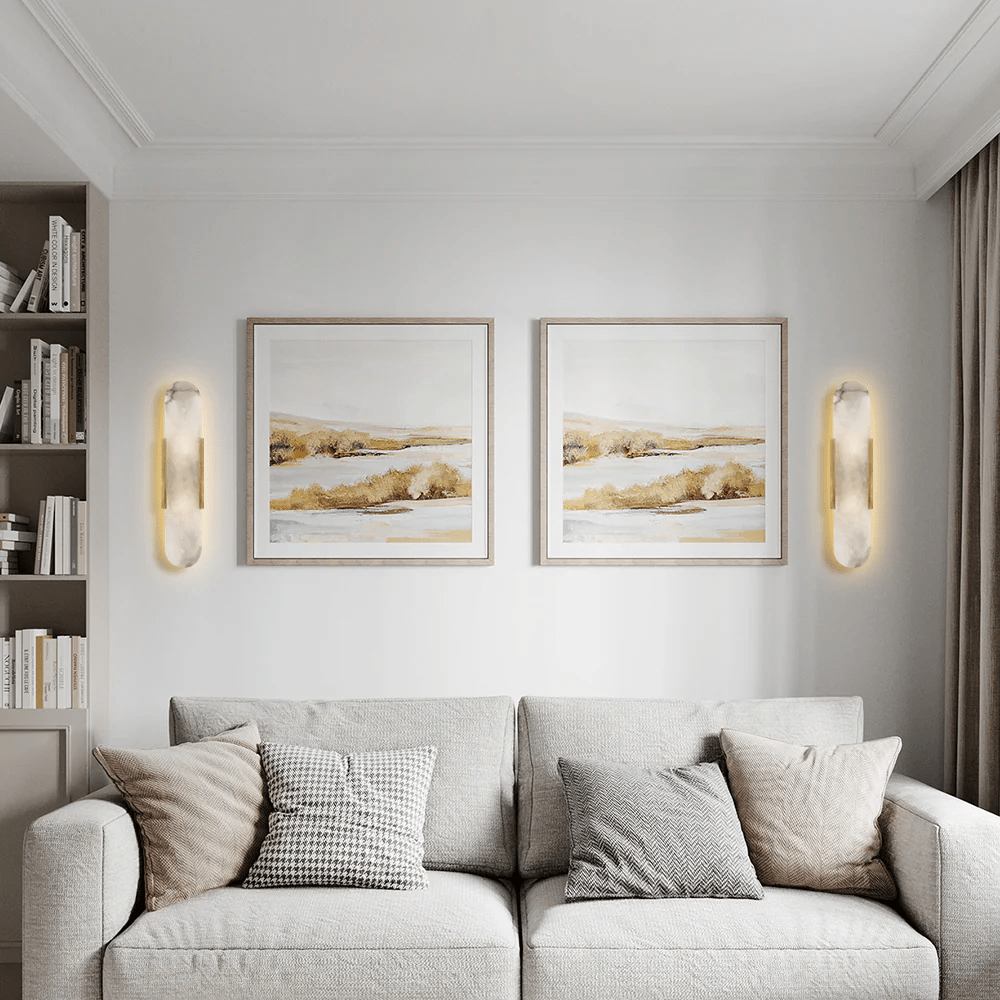 Rowan Modern Alabaster Wall Sconce 20"H, 28"H - GILDLAMPS