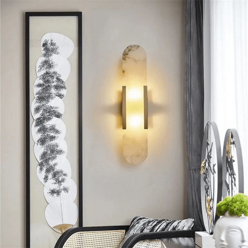 Rowan Modern Alabaster Wall Sconce 20"H, 28"H - GILDLAMPS