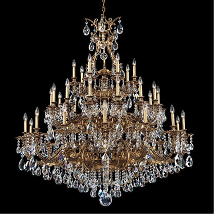 Saphie 35 Light Chandelier Florentine Bronze Heritage Crystal - GILDLAMPS
