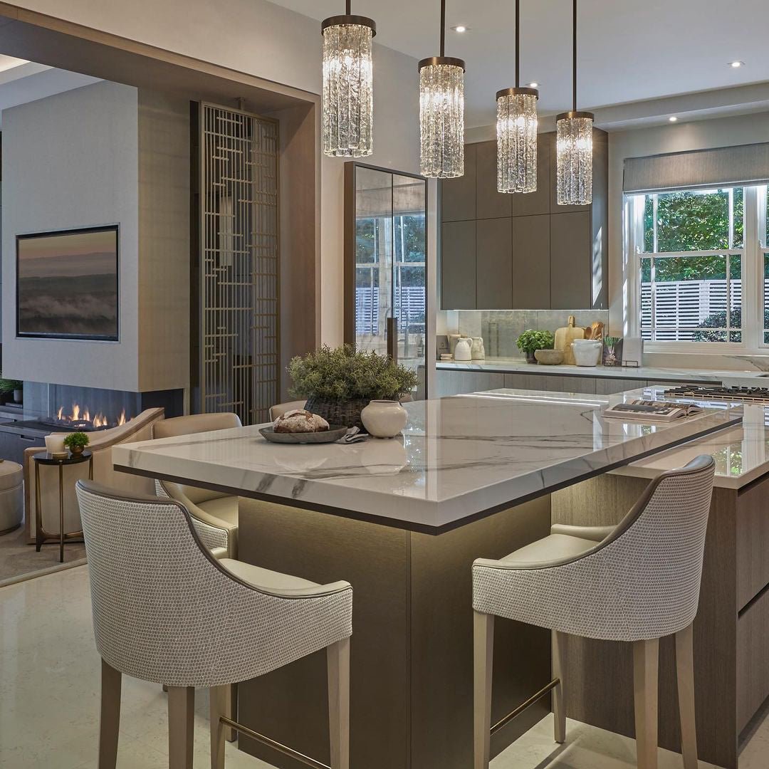 Seline Textured Glass Kitchen Island Pendant Light - GILDLAMPS