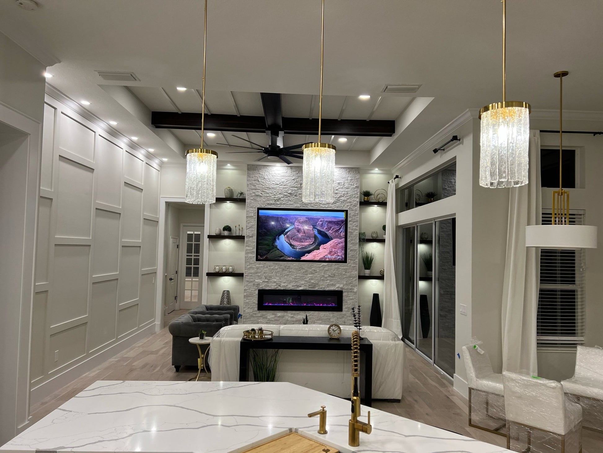 Seline Textured Glass Kitchen Island Pendant Light - GILDLAMPS
