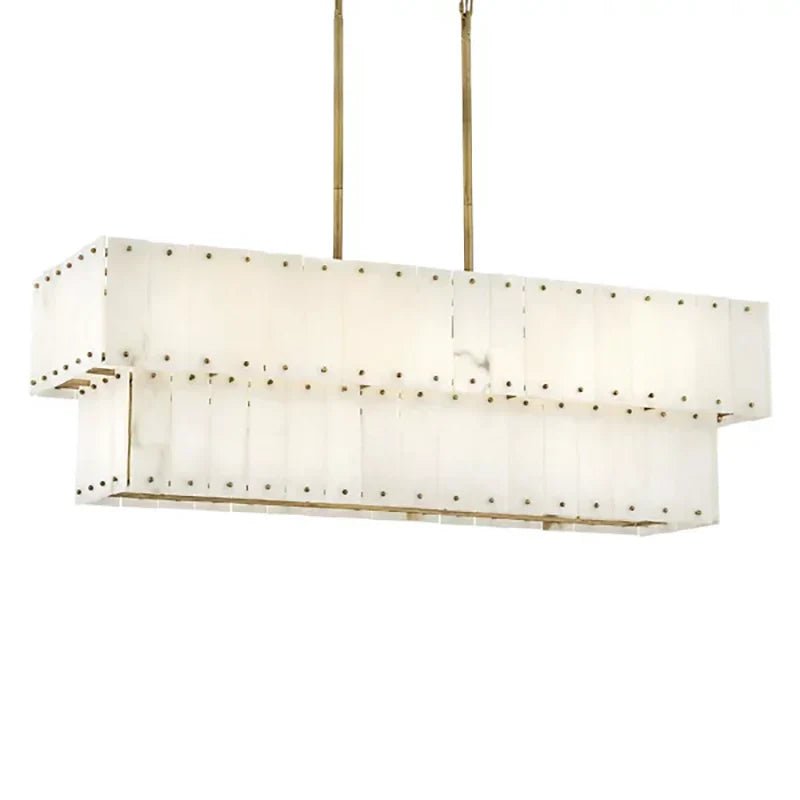 Simone Alabaster Linear 2-Tier Chandelier - GILDLAMPS