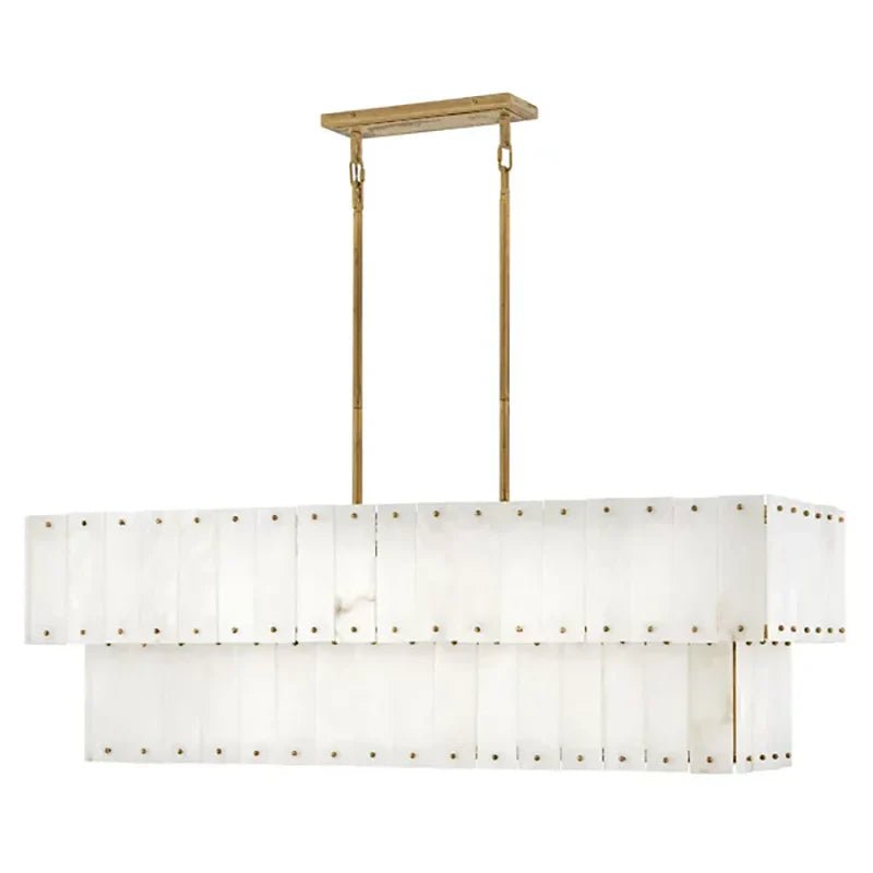 Simone Alabaster Linear 2-Tier Chandelier - GILDLAMPS