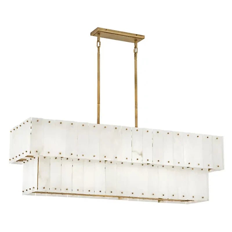Simone Alabaster Linear 2-Tier Chandelier - GILDLAMPS