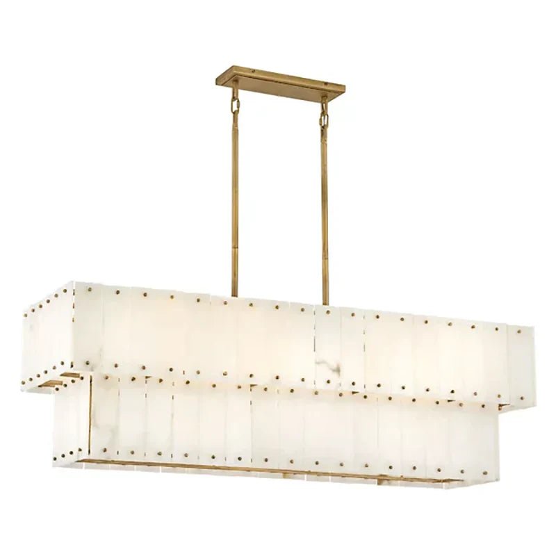Simone Alabaster Linear 2-Tier Chandelier - GILDLAMPS