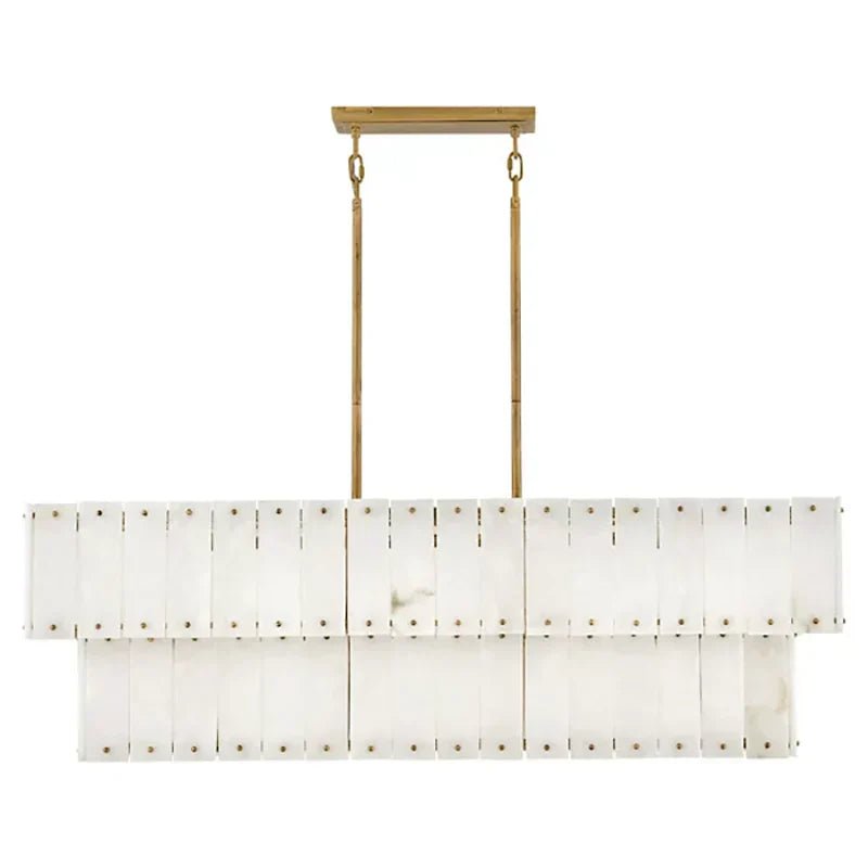 Simone Alabaster Linear 2-Tier Chandelier - GILDLAMPS