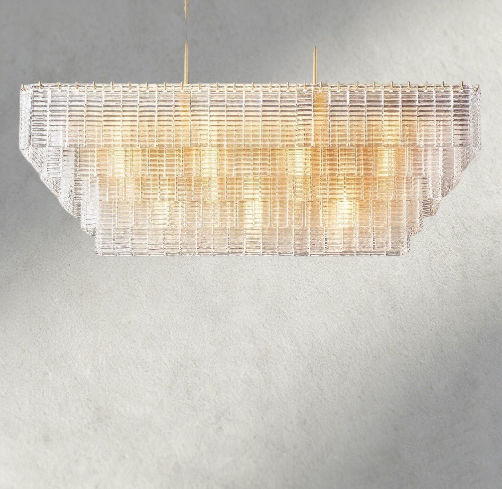 Siraue Clear Glass Rectangular Chandelier 59" - GILDLAMPS