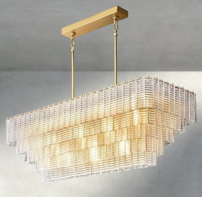 Siraue Clear Glass Rectangular Chandelier 59" - GILDLAMPS