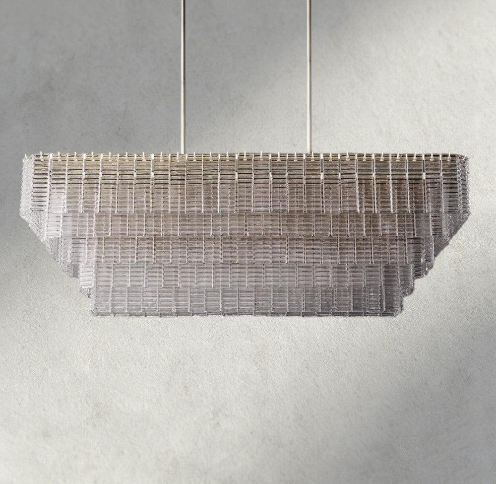 Siraue Clear Glass Rectangular Chandelier 59" - GILDLAMPS