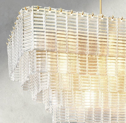 Siraue Clear Glass Rectangular Chandelier 59" - GILDLAMPS