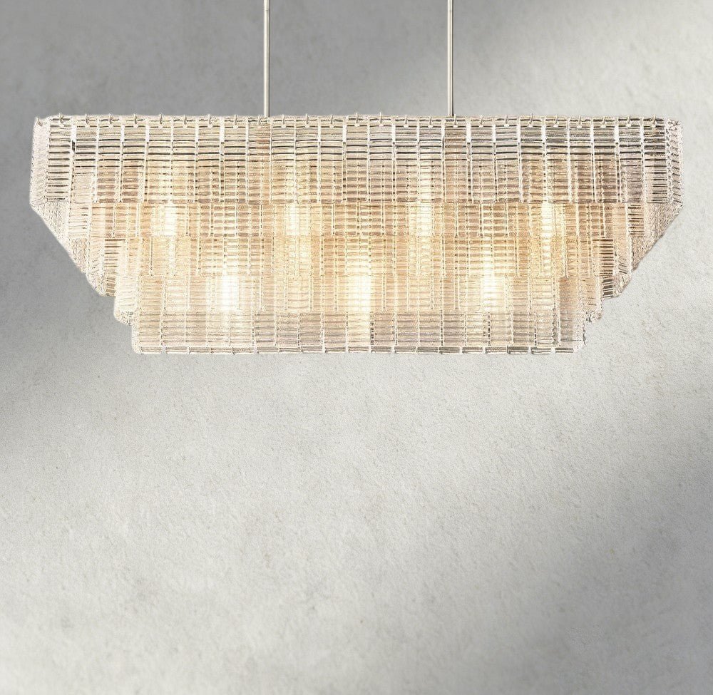 Siraue Clear Glass Rectangular Chandelier 59" - GILDLAMPS